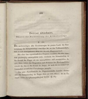 Dritter Abschnitt. Theorie der Verwandlung der Schmetterlinge.