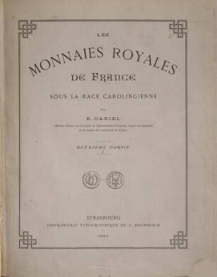 Les monnaies royales de France sous la race Carolingienne, 2
