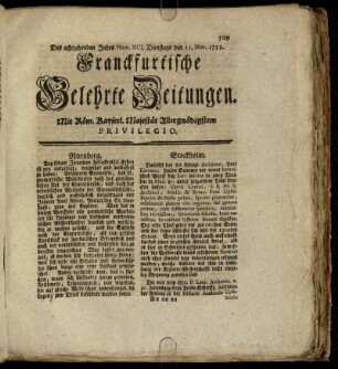 Num. XCI. Dienstags den 13. Nov. 1753 - Num. C. Freytags den 14. Dec. 1753