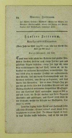 Fünfter Zeitraum. Von Cyrus bis Alexander. (Vom Jahr der Welt 3535 bis 3748, oder vor Christi Geburt 537 bis 324.)
