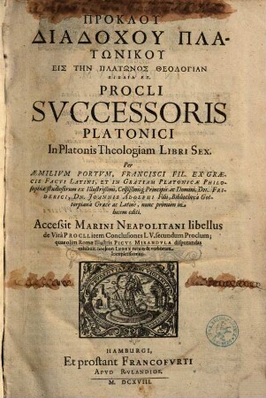 Procli In Platonis theologiam : libri sex