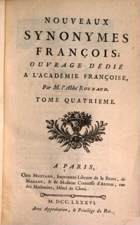 Nouveaux Synonymes François. 4