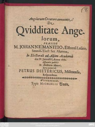 De Quidditate Angelorum