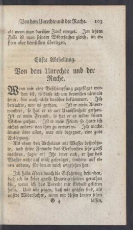 Eilfte Abtheilung. Von dem Unrechte und der Rache