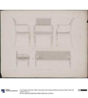 Tafel 2: Ansichten verschiedener Stühle und eines Sofas