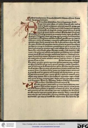 Epistole familiariores Francisci Philelfi militis et poete laureati incipiunt foeliciter.