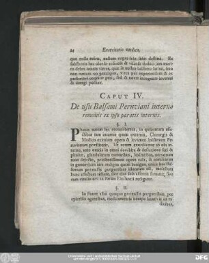 Caput IV. De usu Balsami Peruviani interno remediis ex ipso paratis internis.