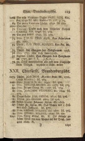 XXII. Churfürstl. Brandenburgische. - XXIII. Churfürstlich Braunschweig-Lüneburgische.