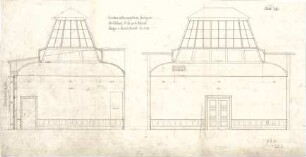 Fischer, Theodor; Stuttgart; Kunstausstellungsgebäude - Oberlichtsaal Nr. 82 an der Ostseite (Querschnitt, Längsschnitt)