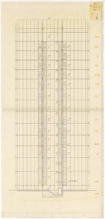 Hochschulbibliothek, Karlsruhe Neubau: Fassade Nordansicht, 1:50