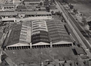 Luftbildaufnahmen von Karlsruhe. Oststadt - Straßenbahndepot