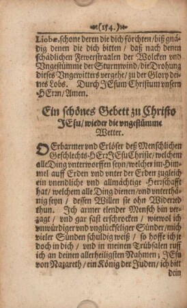 Ein schönes Gebett zu Christo Jesu, wieder die ungestümme Wetter.