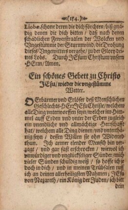 Ein schönes Gebett zu Christo Jesu, wieder die ungestümme Wetter.