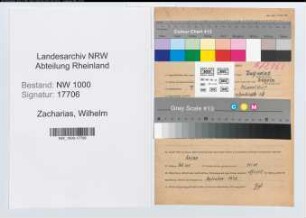 Entnazifizierung Wilhelm Zacharias, geb. 07.05.1908 (Motorenschlosser)