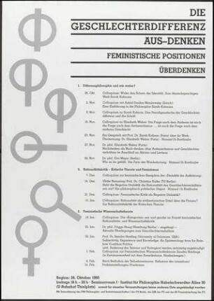 Die Geschlechterdifferenz aus - denken Feministische Positionen überdenken