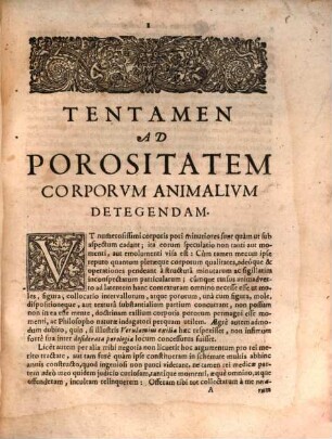 Tentamen porologicum : sive ad porositatem corporum tum animalium tum solidorum detegendam