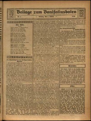 Zweite Ausgabe vom Sonntag, den 04. Januar 1920.