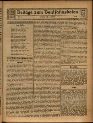 Zweite Ausgabe vom Sonntag, den 04. Januar 1920.