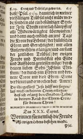Das XXX. Capitel. Worinnen fürnemlich die Freude deß ewigen Lebens bestehen werde.