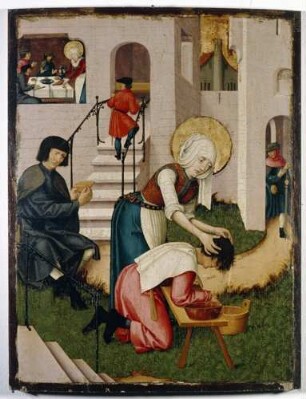 Die Heilige Verena wäscht einem Pestkranken die Haare