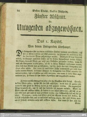 Fünfter Abschnitt. Die Untugenden abzugewöhnen