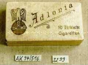 Pappschachtel für "Adlonia 10 Türkische Cigaretten"