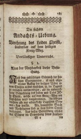 Die sechste Andachts-Uebung. Verehrung des Leiden Christi, sonderbar auf dem heiligen Kreuz-Weg.
