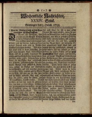 XXXIV. - XXXVIII. Stück, Göttingen, Octob. 1735.