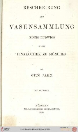 Beschreibung der Vasensammlung König Ludwigs in der Pinakothek zu München