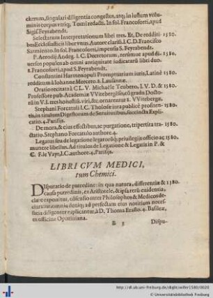 Libri Cvm Medici, tum Chemici.
