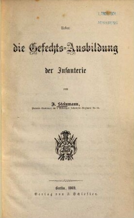 Ueber die Gefechts-Ausbildung der Infanterie