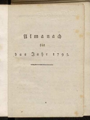 Almanach für das Jahr 1793