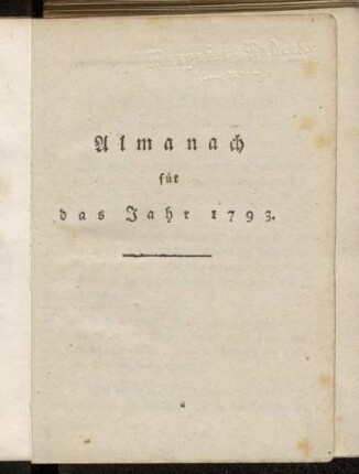 Almanach für das Jahr 1793