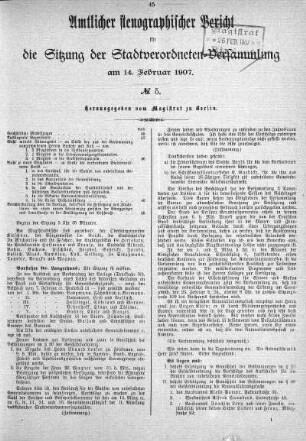 No 5, 14. Februar 1907