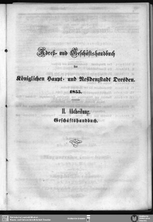 II. Abtheilung. Behördenverzeichnis: Geschäftshandbuch