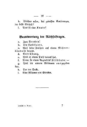 Beantwortung der Räthselfragen