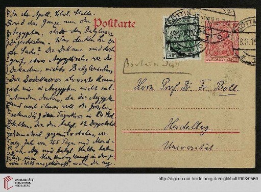 Beilage 11: Karte von [Kurt] Sethe, 17.11.1919