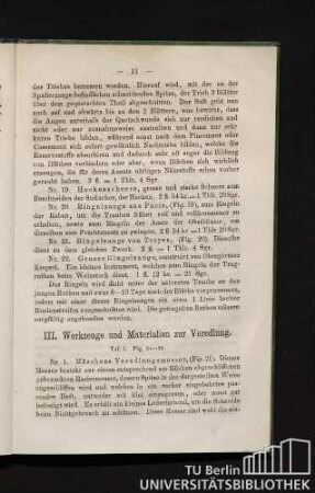 III. Werkzeuge und Materialien zu Veredlung.