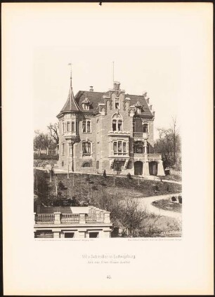 Villa Schmoller, Ludwigsburg: Ansicht (aus: Moderne Neubauten, 1.Jg., 1894, hrsg. W. Kick)