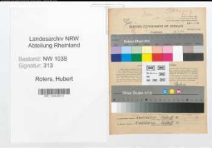 Entnazifizierung Hubert Roters , geb. 22.02.1898 (Technischer Angestellter)