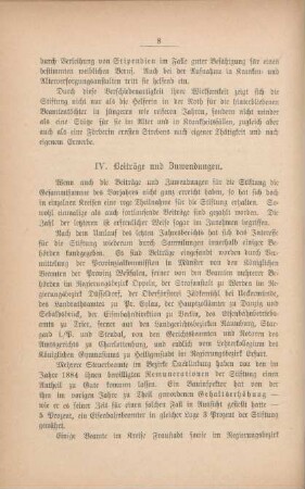 IV. Beiträge und Zuwendungen