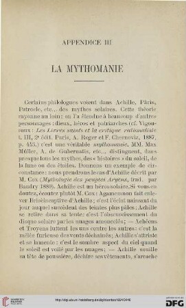 Appendice III: La mythomanie