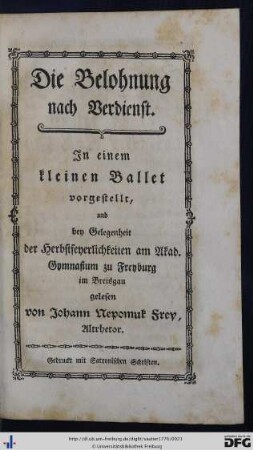 Die Belohnung nach Verdienst.
