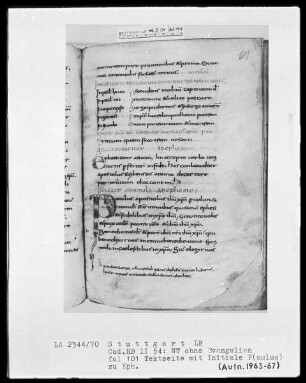 Bibliorum pars finalis, Pauli epistolae, Actus apostolorum, Epistolae canonicae, Apocalypsis — Initiale P(aulus), Folio 101recto