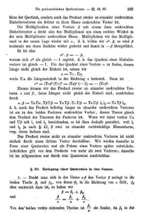 § 50. Zerlegung einer Quaternion in eine Summe.