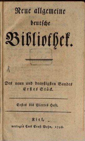 Neue allgemeine deutsche Bibliothek. 39. 1798