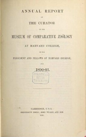 Annual report. 1890/91