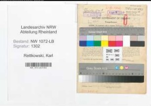Entnazifizierung Karl Rettkowski , geb. 20.09.1892 (Bahnbeamter)
