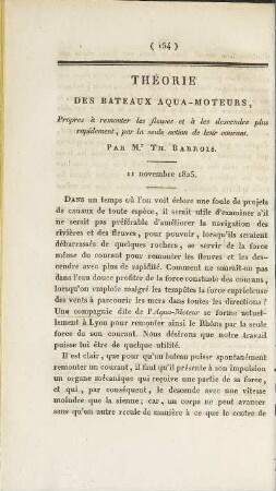 Théorie des Bateaux Aqua-Moteurs, ... par Mr. Th. Barrois.