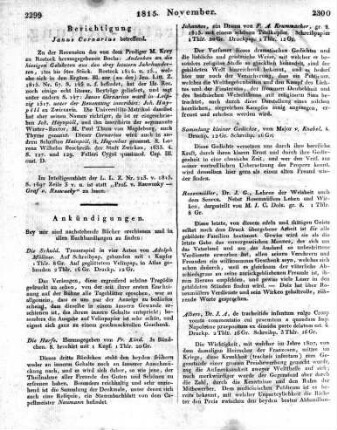 Berichtigung Janus Cornarius betreffend.